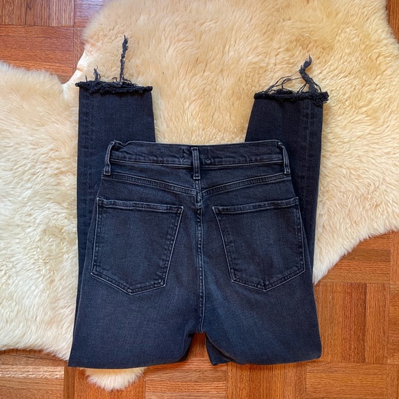 Agolde Nico High Rise Slim Button Fly Black Distressed Jeans - Picture 5 of 10